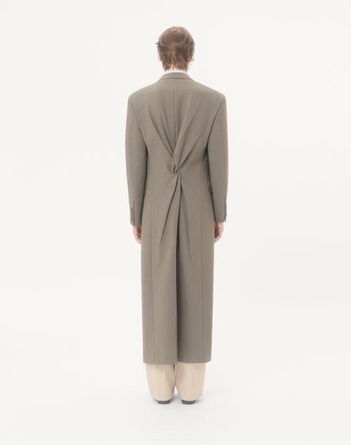 Valentino - Valentino Double-breasted Lightweight Wool Coat With Knot Detail - Taupe - Man - Coats And Blazers