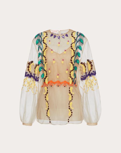 Valentino - チュールイッルジオーネ エンブロイダリー トップス - マルチカラー - ウィメンズ - トップス