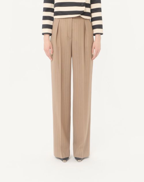 Valentino - Faded Pinstripe Trousers - Beige/ivory - Woman - Trousers And Shorts