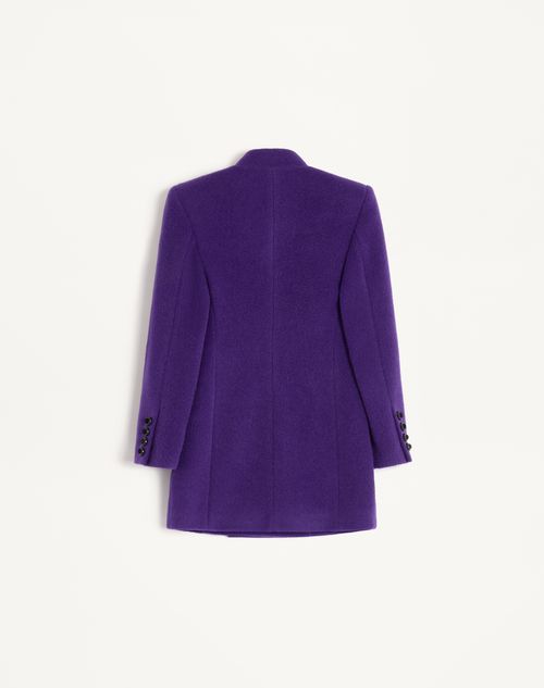 Valentino - Velour Peacoat - Purple/black - Woman - Coats And Outerwear