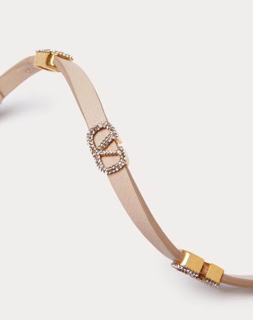 Valentino Garavani - Bracelet Vlogo Signature En Cuir - Powder Rose - Femme - Leather Bracelets - Accessories