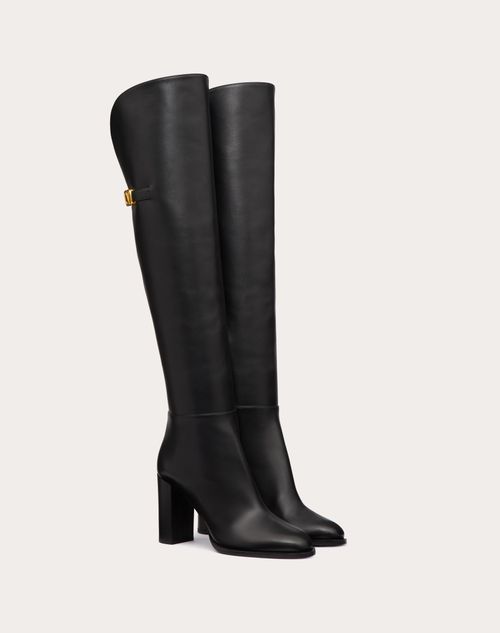 Vlogo Signature Slingback Black Calfskin With Crystals