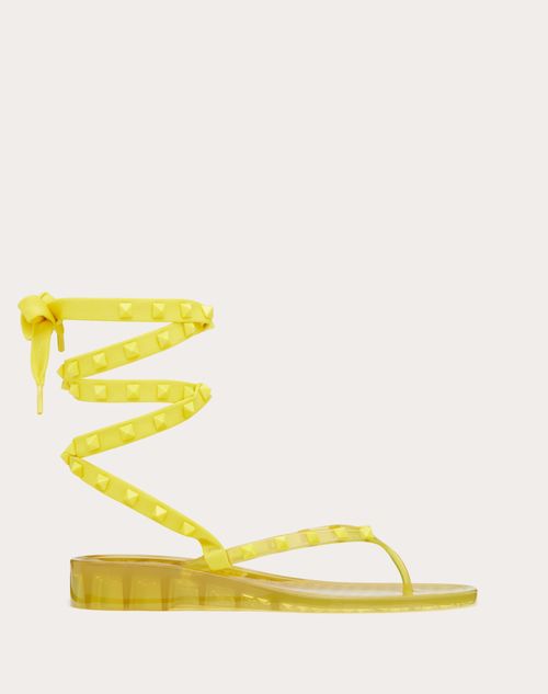 Valentino Garavani - Rockstud Rubber Thong Sandal With Matching Studs 30mm - Yellow - Woman - Slides And Thongs