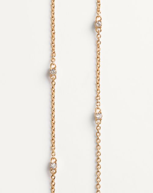 Valentino Garavani - Mini Vlogo Signature Necklace In Metal And Swarovski® Crystals - Gold/crystal - Woman - Jewellery