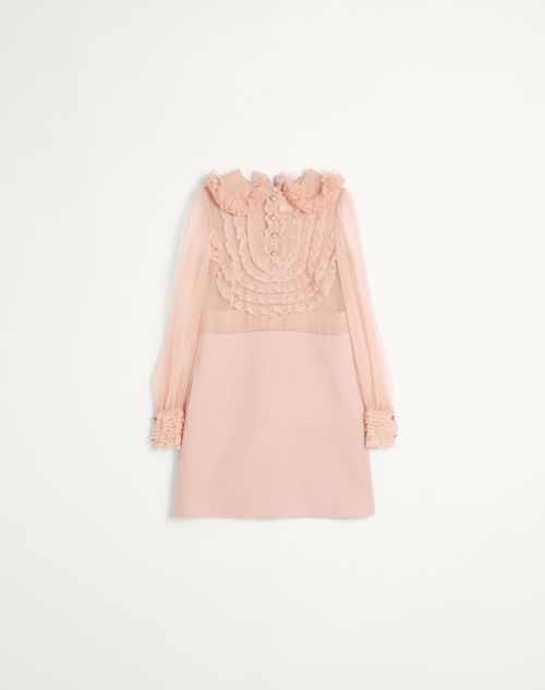 Valentino - Abito Corto In Crepe Couture Ricamato - Rose Mist - Donna - Abiti