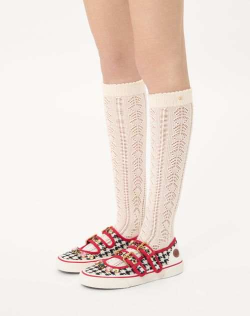 Valentino Garavani - Dollyboard Mary-jane Ballerina Sneaker In Houndstooth Fabric - Multicolor - Woman - Sneakers