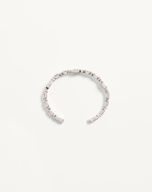Valentino Garavani - Ovalette Cuff Bracelet In Metal With Swarovski® Crystals - Rhodium/crystal - Woman - Jewellery