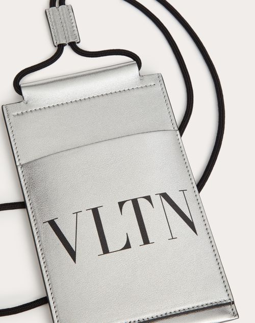 Valentino Garavani - Vltn Phone Case With Neck Strap - Silver - Man - Man Sale
