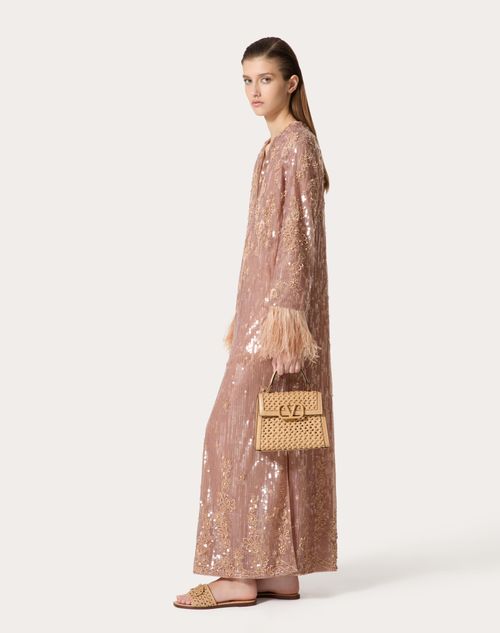 Valentino - Tulle Illusione Embroidered Evening Dress - Hazelnut - Woman - Ready To Wear