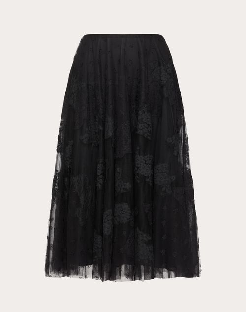 Valentino - Lace Midi Skirt - Black - Woman - Skirts