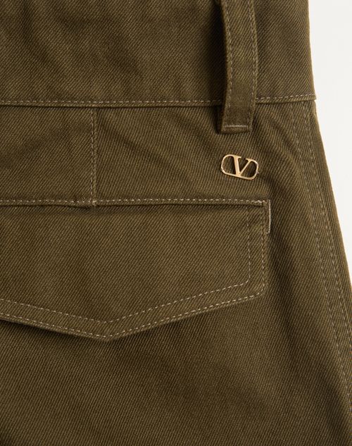 Valentino - Valentino Cargo Trousers In Cotton Gabardine - Military Green - Man - Trousers And Shorts