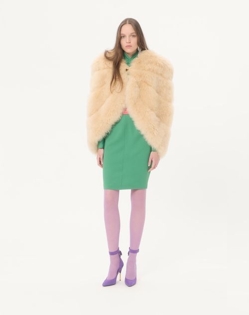 Valentino - Goat Cashmere Cape - Champagne - Woman - Coats And Outerwear