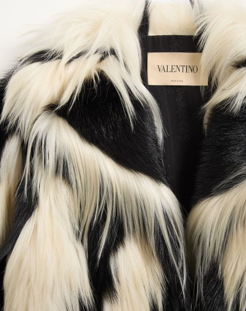 Valentino - Shearling Coat - Black/ivory - Woman - Coats And Outerwear