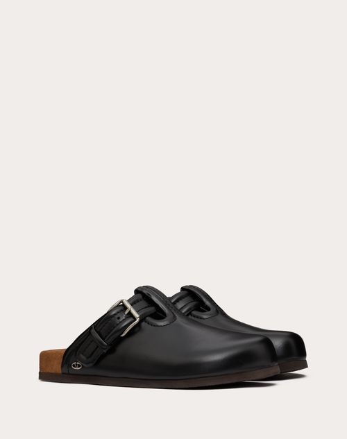 Valentino Garavani - Fussfriend Calfskin Leather Sabot - Black - Man - Sandals