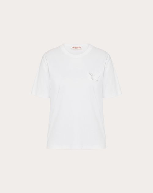 Valentino - Besticktes T-shirt Aus Jersey - Weiß - Frau - T-shirts & Sweatshirts
