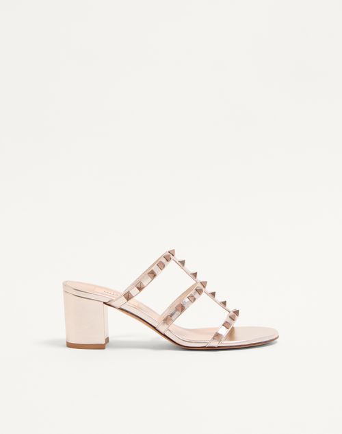 Valentino Garavani - Rockstud Metallic Calfskin Leather Slide Sandal 60 Mm - Skin - Woman - Valentino Garavani Rockstud Bags