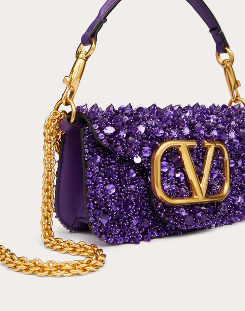 Small Locò Shoulder Bag With 3d Embroidery for Woman in Antique | Valentino US