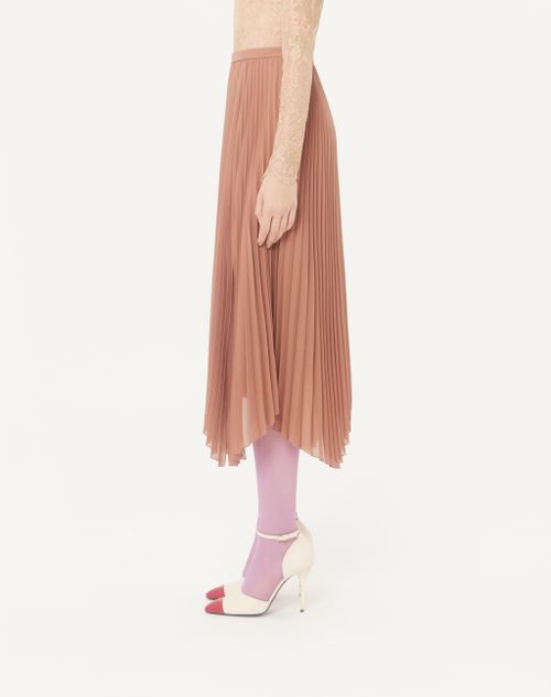 Valentino - Midi Skirt In Light Georgette - Terracotta - Woman - Skirts