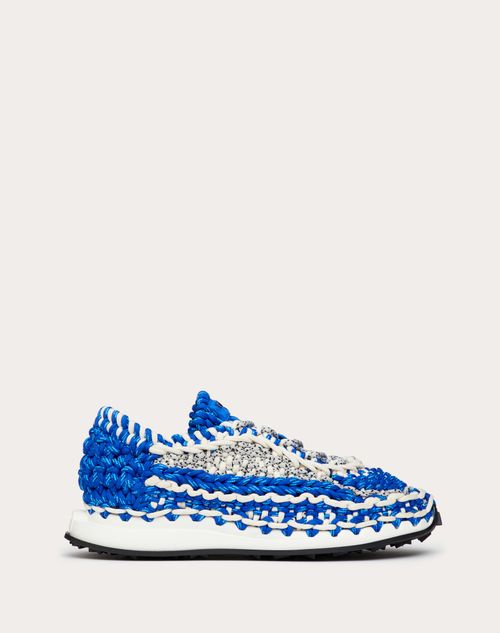 Valentino Garavani - Valentino Garavani Crochet Sneaker In Fabric - Blue/multicolor - Man - Man Sale