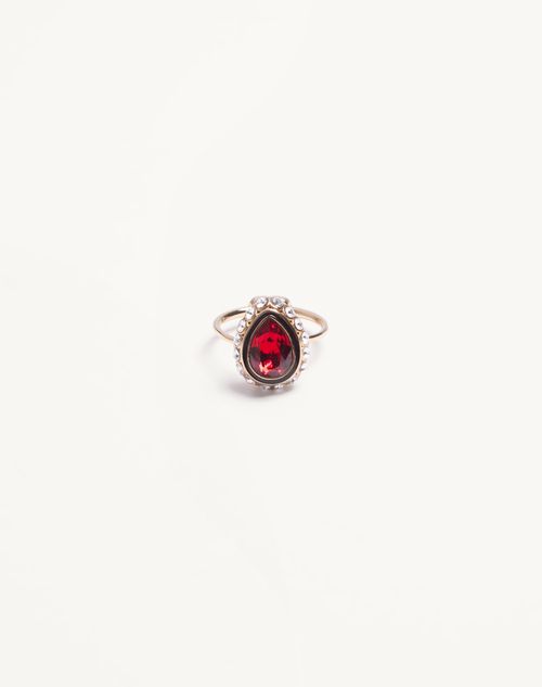 Valentino Garavani - Valentino Vlogo Signature Rhinestone Ring In Metal, Enamel And Swarovski® Crystals - Gold/multicolour - Woman - Jewellery
