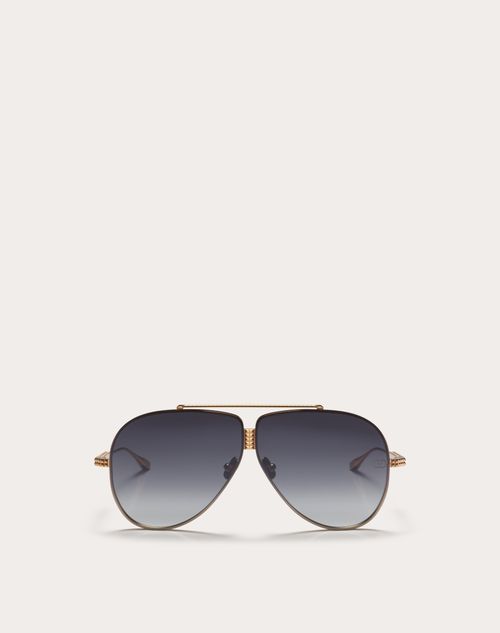 Valentino - Xvi - Lunettes Pilote En Titane Avec Clous - Or Rose/​dégradé Noir À Gris - Unisexe - Lunettes De Soleil