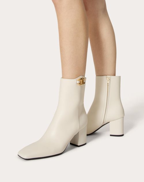 Valentino Garavani - Vlogo The Bold Edition Ankle Boot In Calfskin 70mm - Ivory - Woman - Boots
