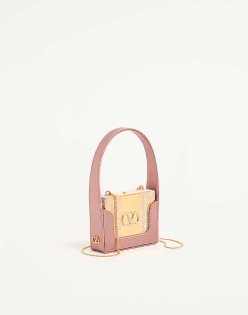 Valentino Garavani - Minaudière Valentino Garavani Minaumorphe De Metal Con Cristales De Swarovski® Y Estuche De Satén - Latón/rosa - Mujer - Bolso De Mano