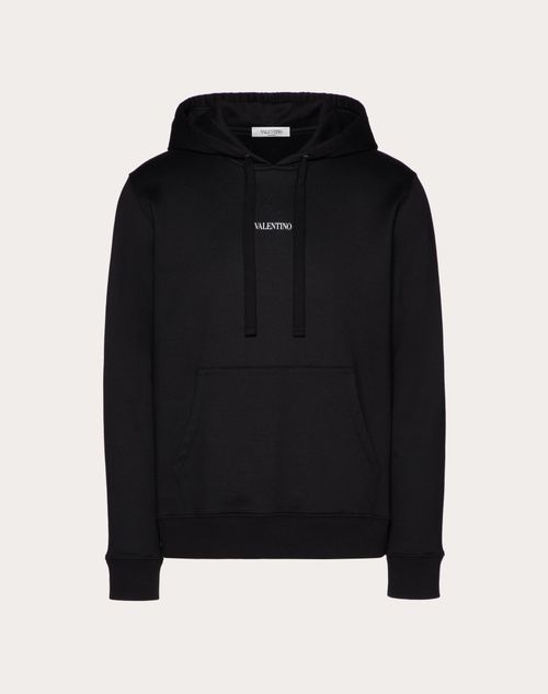 Hooded Sweatshirt With Vltn Print for Man in Black