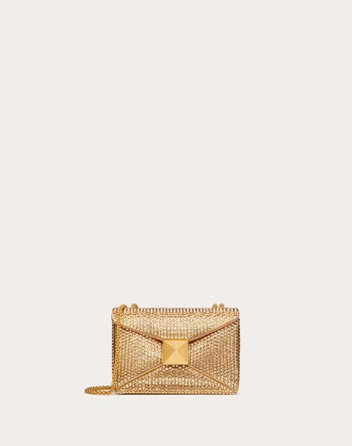 Valentino Garavani - One Stud Embroidered Bag With Chain - Antique Brass - Woman - Shoulder Bags