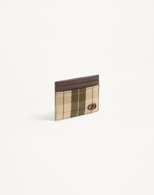 Valentino Garavani - Vlogo Signature Cardholder In Checked Fabric - Green/beige - Man - Wallets And Small Leather Goods