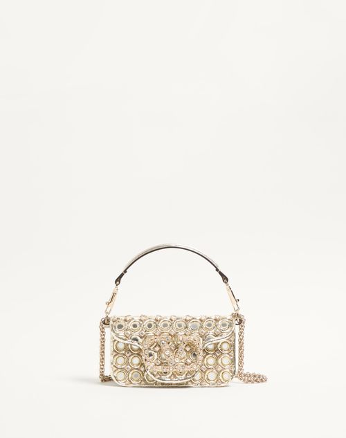 Valentino Garavani - Valentino Garavani Locò Small Embroidered Shoulder Bag With Jewel Logo - Silver - Woman - Mini Bags