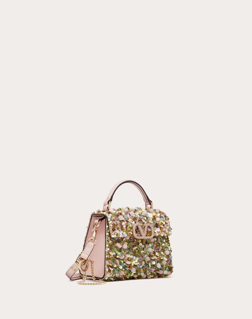 Valentino Garavani - Mini Vsling Handbag With 3d Embroidery - Gold - Woman - Top Handle Bags