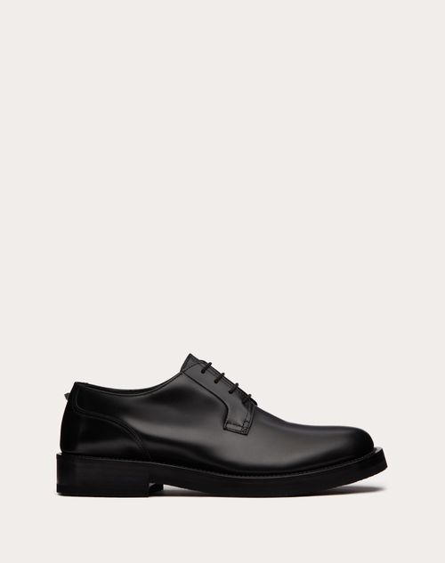 Valentino Garavani - Zapato Derby Rockstud Essential De Cuero De Becerro - Negro - Hombre - Loafers & Oxford