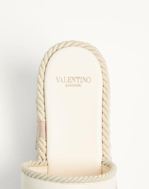 Valentino Garavani - Vlogo Torchon Wedge Slide In Nappa 100mm - Ivory - Woman - Espadrilles And Wedges