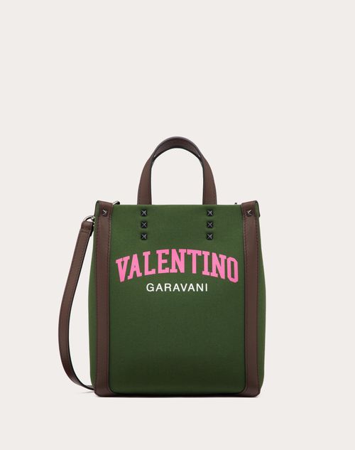 Valentino Garavani - ヴァレンティノ ガラヴァーニ ユニバーシティー ミニ キャンバス ショッピングバッグ - グリーン/pink Pp - 男性 - トート