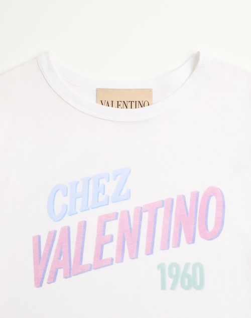 Valentino - Cotton Jersey T-shirt With Chez Valentino 1960 Print - White - Woman - T-shirts And Sweatshirts