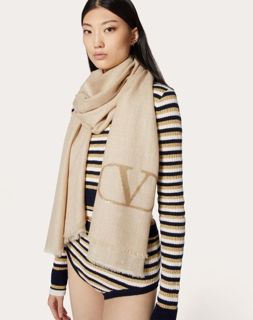 Vlogo Signature Cashmere And Silk Shawl With Lurex Logo for Woman