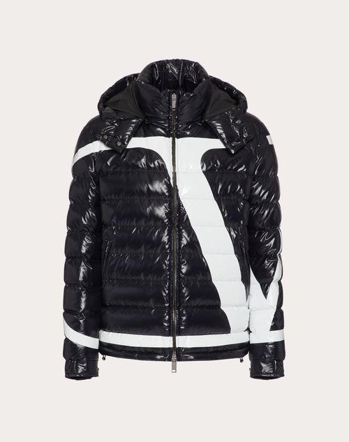 Valentino - Nylon Puffer Jacket With Vlogo Signature Print - Black/white - Man - Outerwear