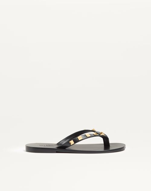 Valentino Garavani - Rockstud Calfskin Thong Sandal 05mm - Black - Woman - Sandals