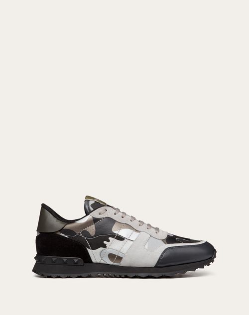 Valentino Garavani - Rockrunner Camouflage Laminated Sneaker - Grey/ruthenium/silver - Man - Sneakers