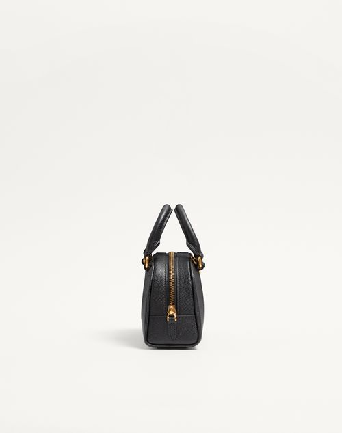 Valentino Garavani - Mini Vlogo Signature Bowling Bag In Grainy Calfskin - Black - Woman - Top Handle Bags