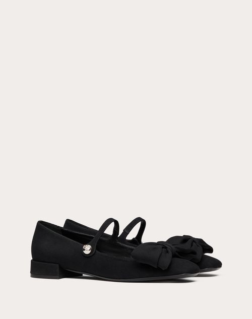 Valentino Garavani - Valentino Garavani Bowjane Mary-jane Ballerina Aus Crepe-textil 20 mm - Schwarz - Frau - Ballerinas