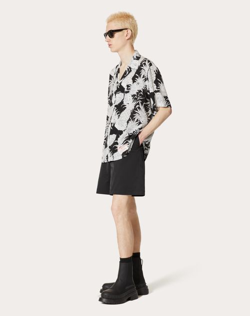 Valentino - Silk Bowling Shirt In Pineapple Print - Black/white - Man - Shirts