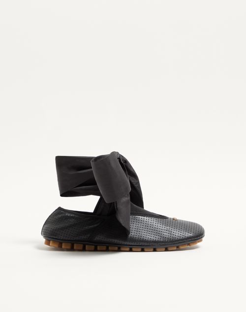 Valentino Garavani - Rythmika Ballerina In Perforated Nappa Leather - Black - Woman - Ballerinas