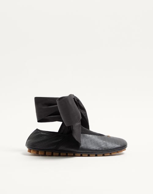 Valentino Garavani - Rythmika Ballerina In Perforated Nappa Leather - Black - Woman - Ballerinas
