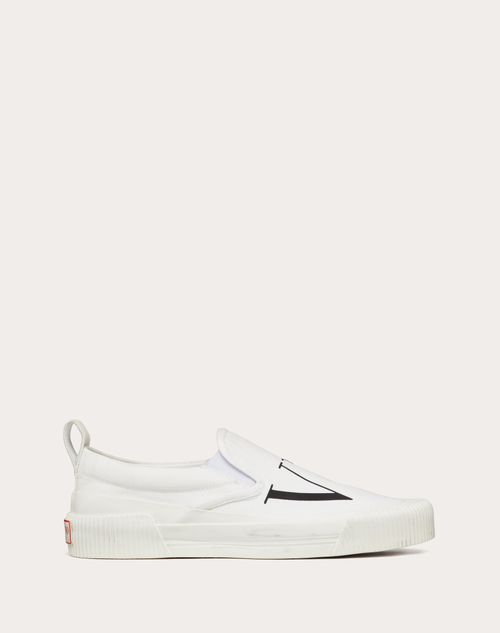 Valentino Garavani - Vltn Fabric Slip-on Sneaker - White/ Black - Man - Man Shoes Sale
