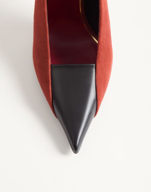 Valentino Garavani - Décolleté Révélé In Camoscio 105mm - Ruggine/nero - Donna - Décolleté E Slingbacks