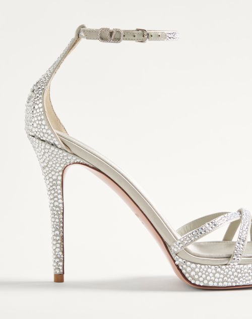 Valentino Garavani - Sandalia Valentino Garavani Eveninglam Con Cristales, Plataforma Y Tacón De 120 mm - Cristal/gris - Mujer - Sandalias