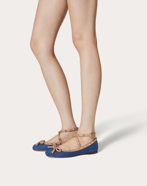 Valentino Garavani Rockstud Denim Ballerinas