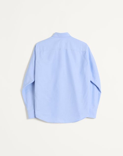 Valentino - Vlogo Embroidered Cotton Shirt - Sky Blue - Man - Shirts